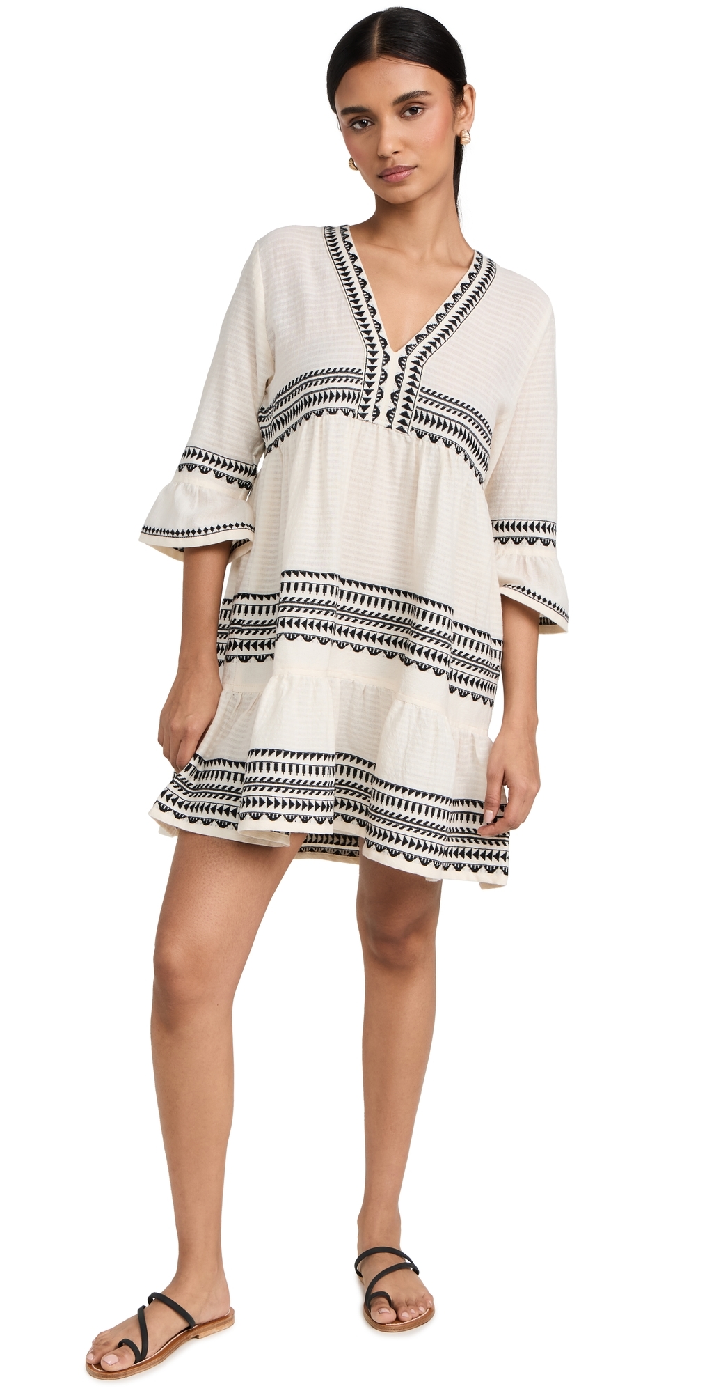Lemlem Hanna Flutter Dress Yani Black In Yani Black