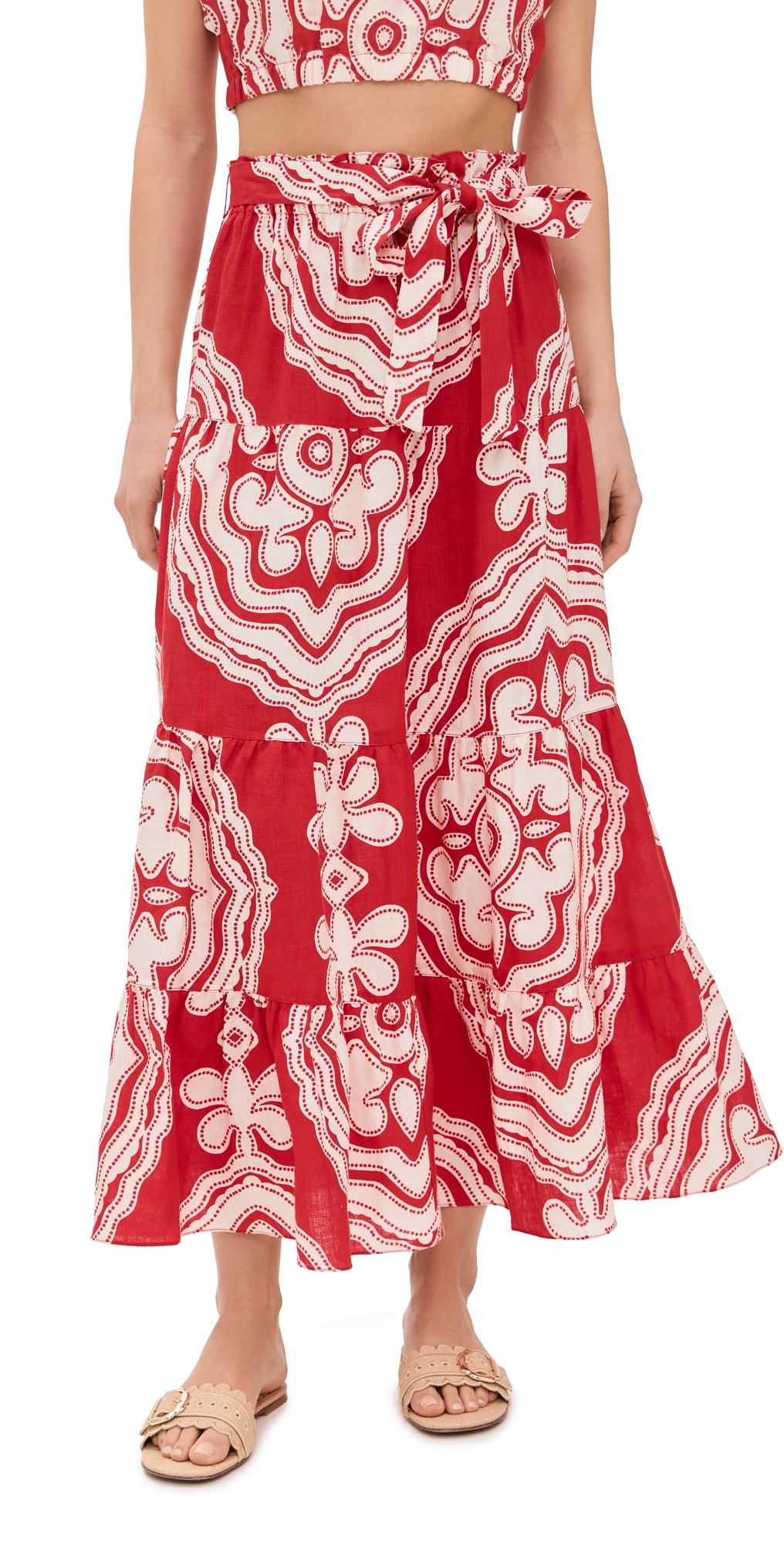 Lemlem Sanaa Skirt Niku Red In Niku Red
