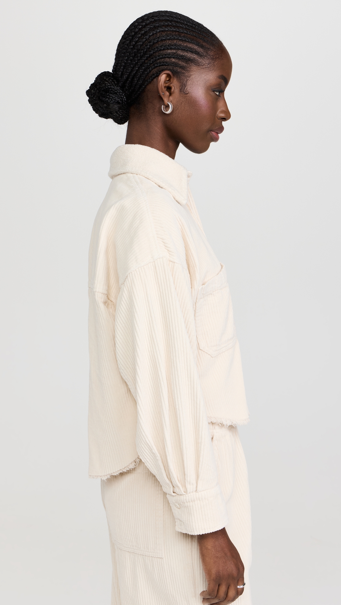 Les Tien Coopa Corduroy Crop Button Up Top thumbnail