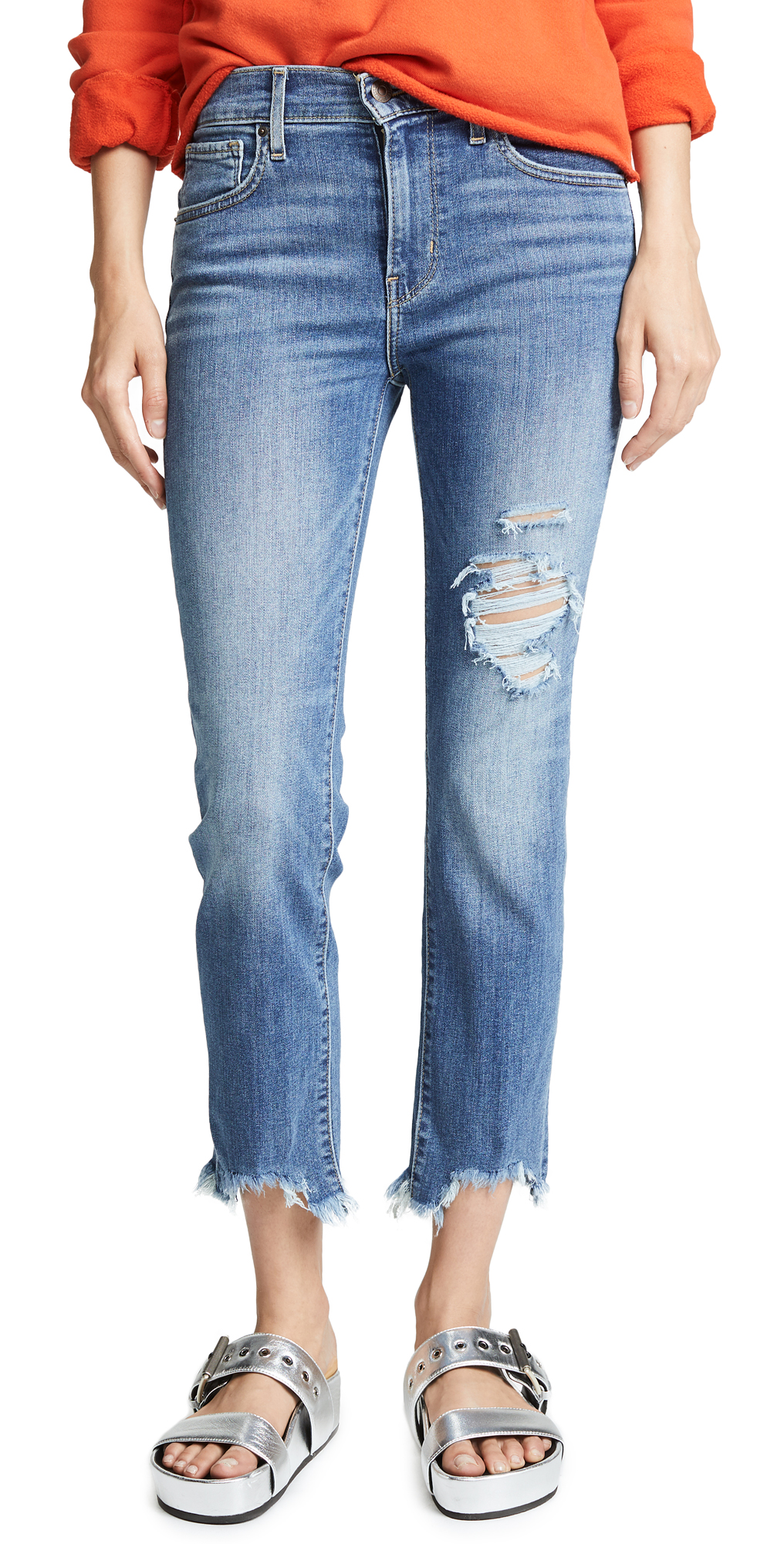 Levi's 724 straight crop indigo pixel Clearance