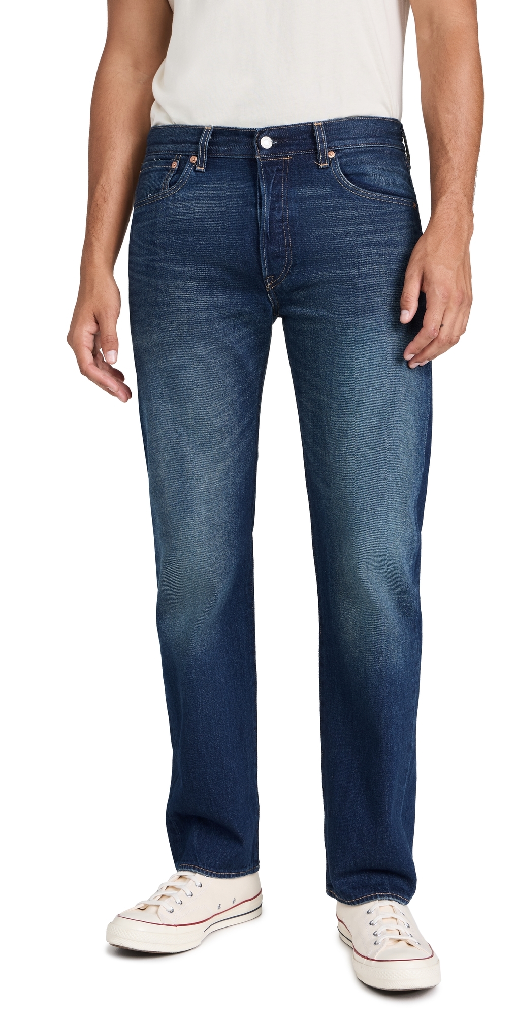 Levi's 501 Straight-leg Jeans In Light-wash Cotton In Blue