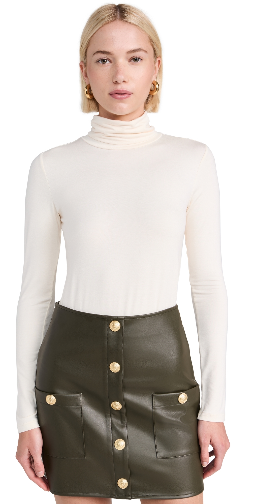 L'agence Lani Turtle Neck Long Sleeve Vintage White In Vintage White