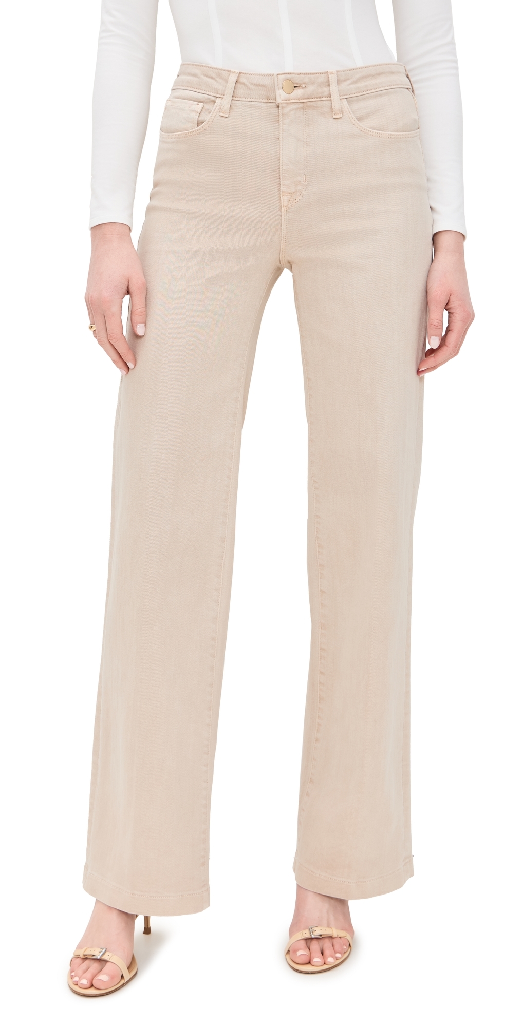 L'agence Clayton High Rise Wide Leg Jeans In Biscuit In Biscuit