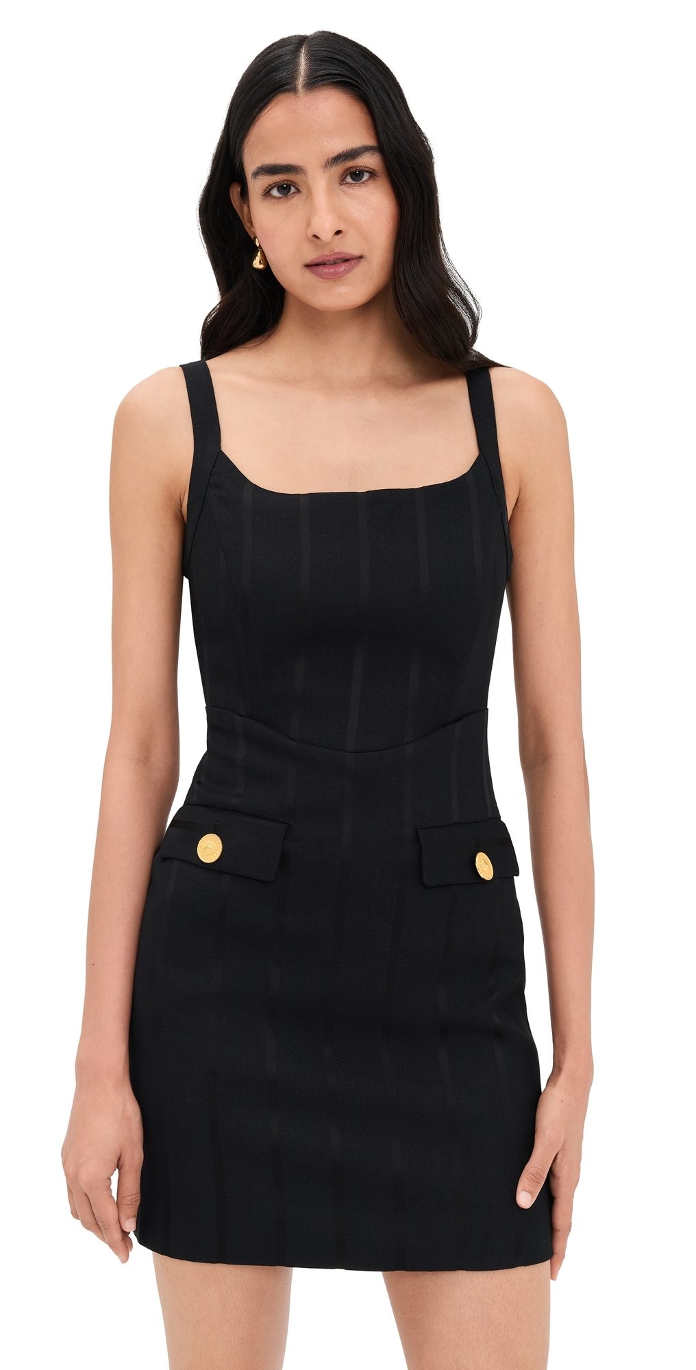 L'agence Helen Striped Satin Corset Mini Dress In Black