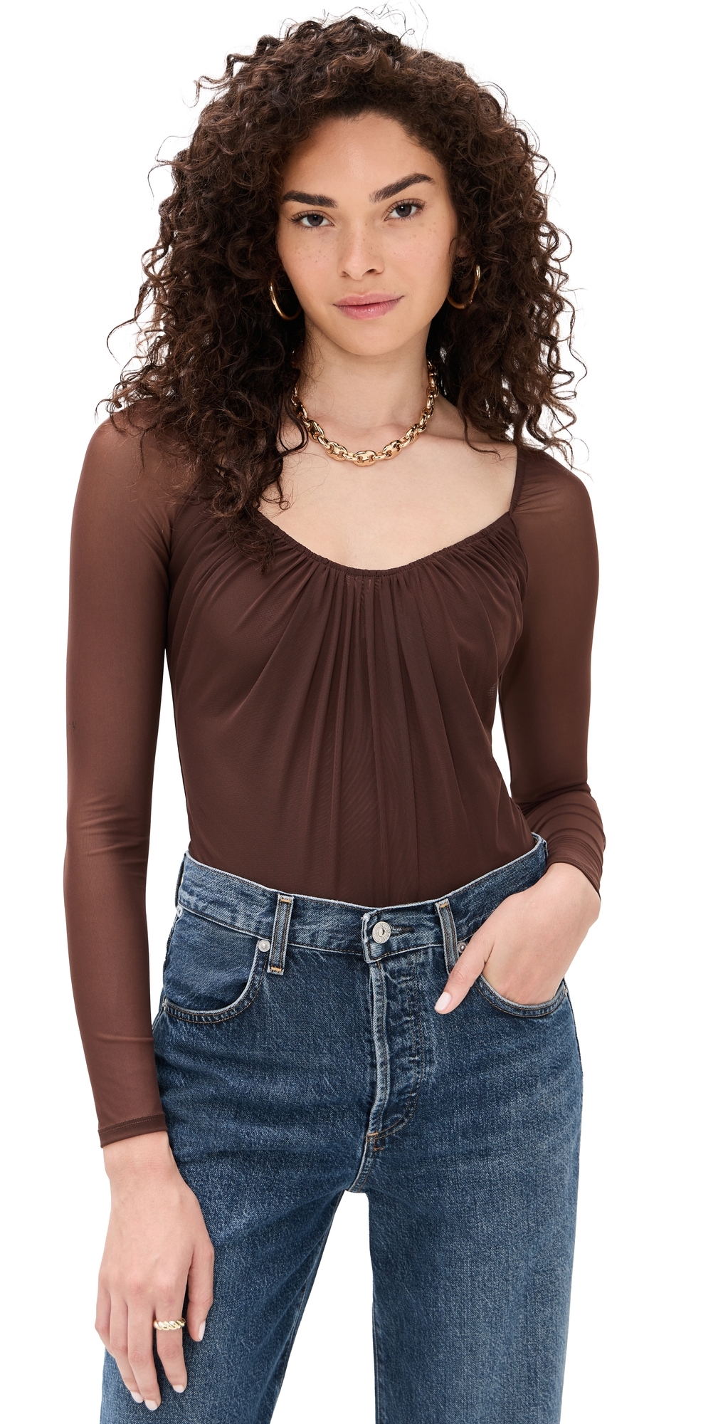 L'agence Gwendolyn Thong Bodysuit Chocolate In Brown
