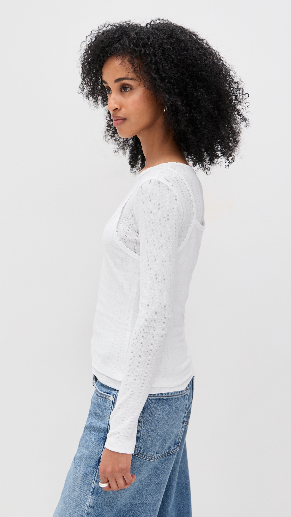 LESET Pointelle Layered Long Sleeve Top thumbnail