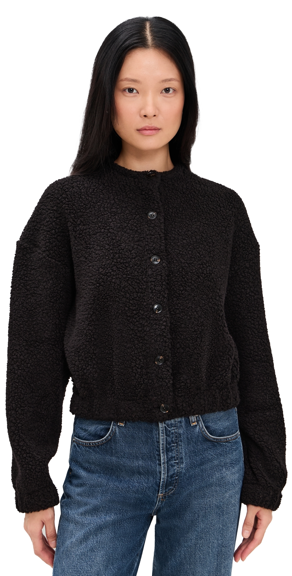 Leset Mica Collarless Blouson Jacket Black In Black