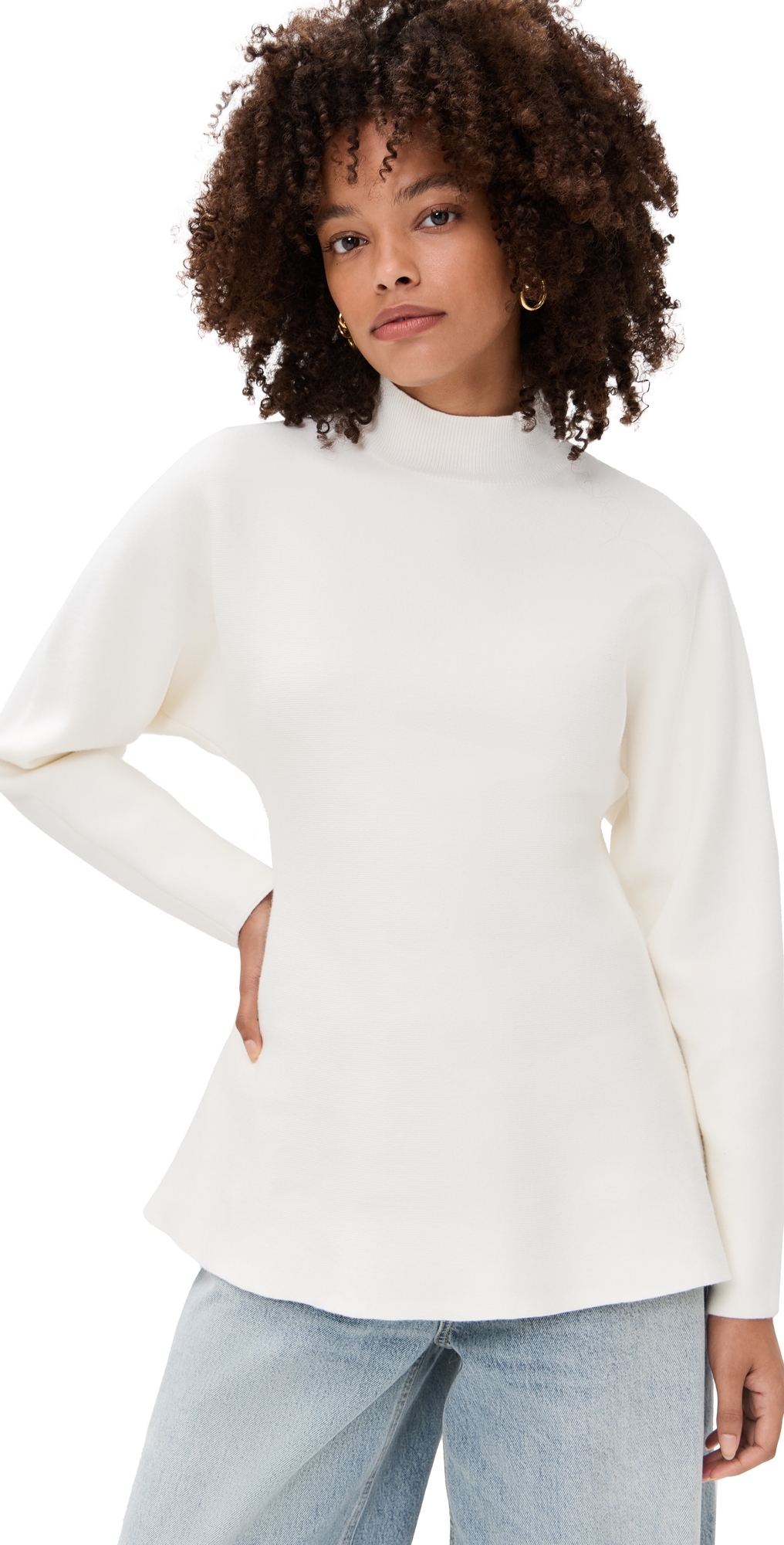 Line & Dot Kingston Peplum Sweater Cream In White