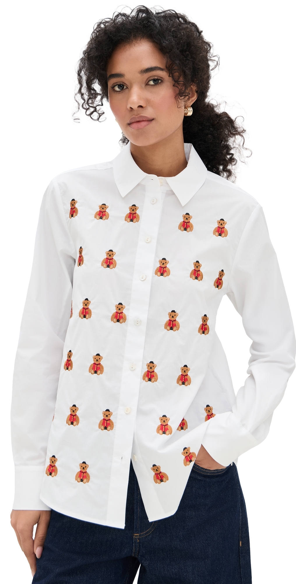 Lingua Franca Bowery Bear Shirt White In White