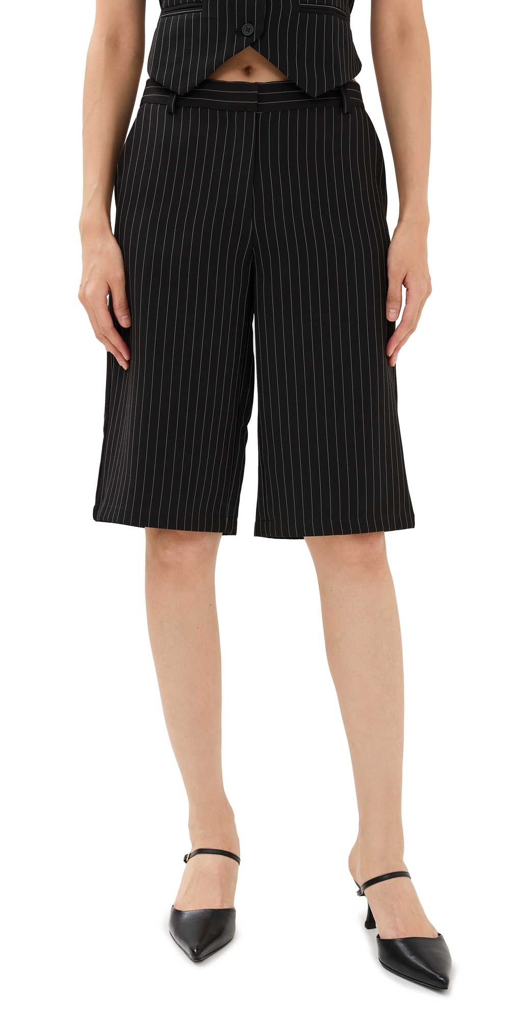 Lioness Leo Bermuda Shorts Onyx Pinstripe In Onyx Pinstripe
