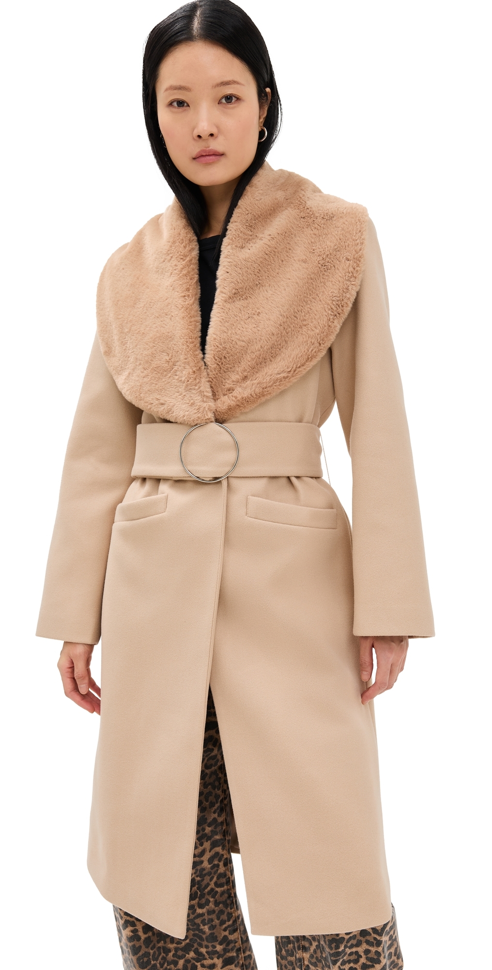 Lioness Endless Belted Coat In Tan