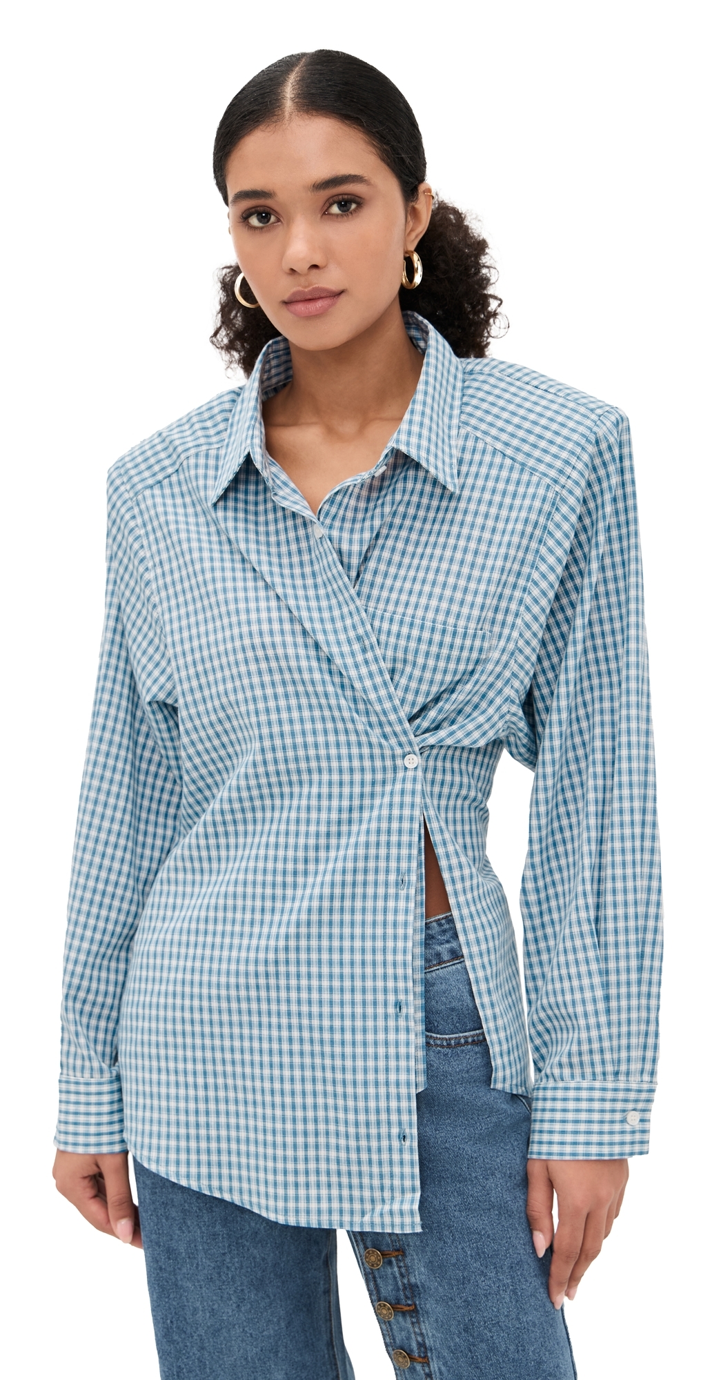 Lioness Notting Hill Shirt Baby Blue Check In Blue