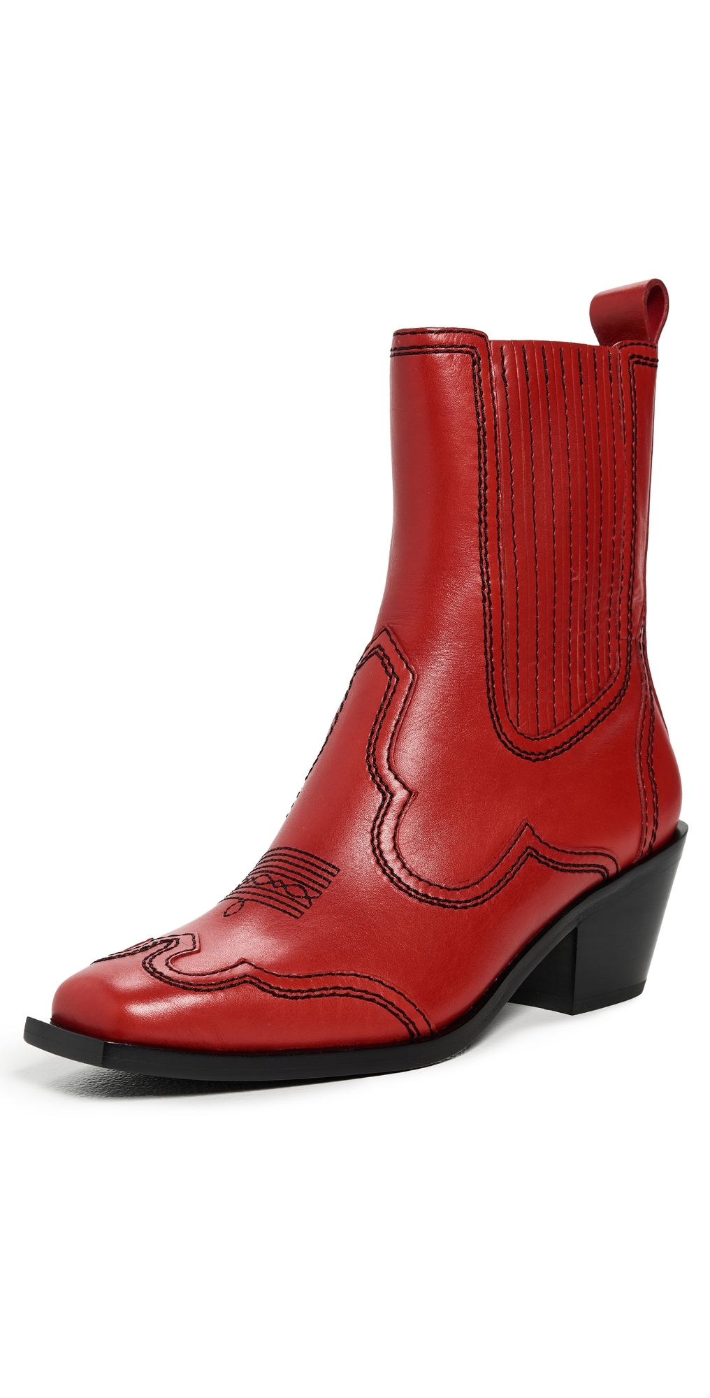 Loeffler Randall Agnes Western Ankle Booties Red/black In Red