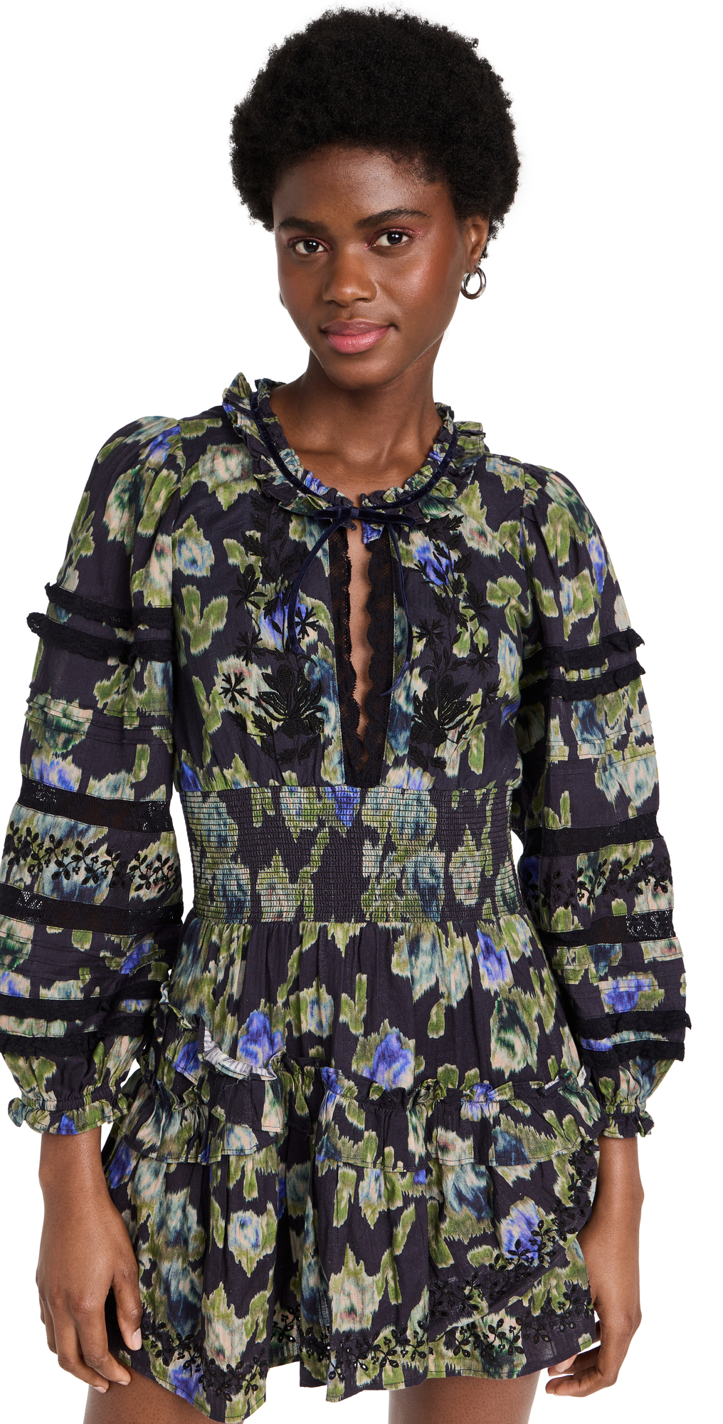 Loveshackfancy Clarkie Dress In Deep Blue Trace