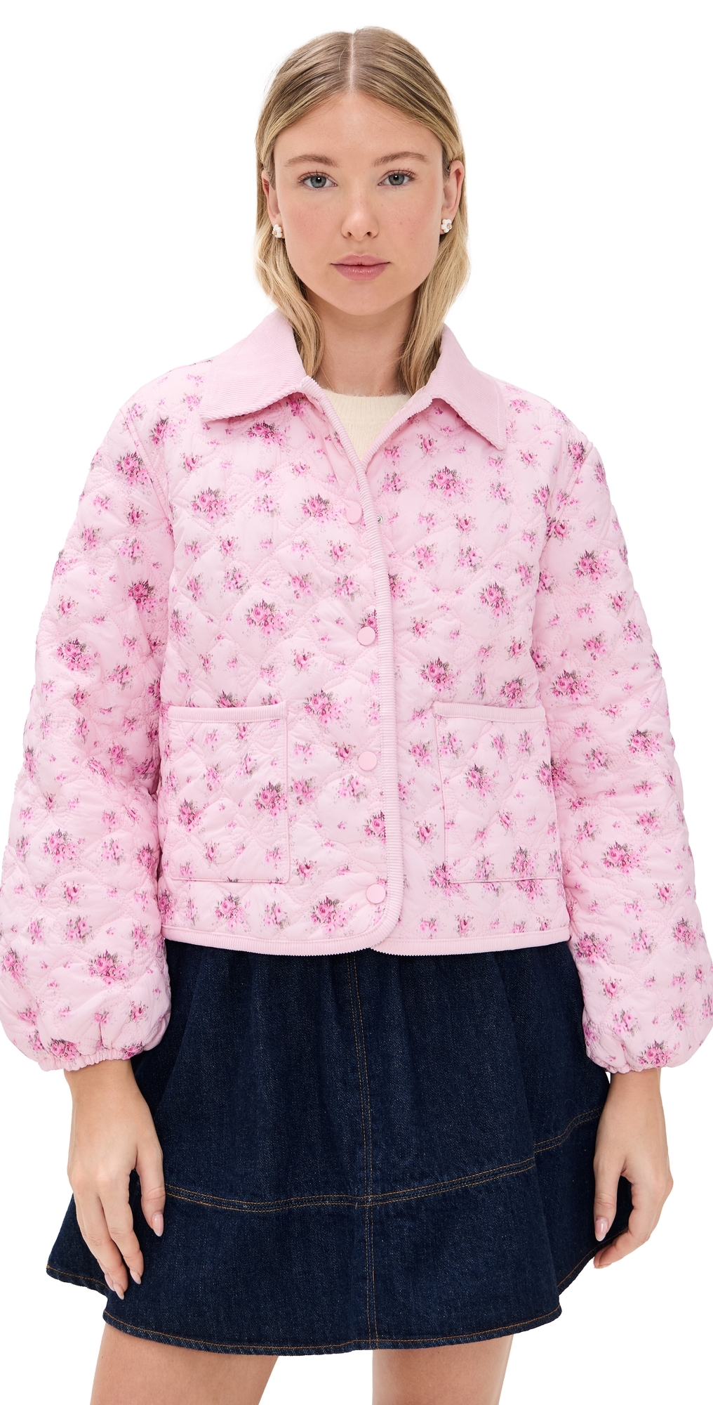 Loveshackfancy Quinlette Jacket Raspberry Fields In Pink