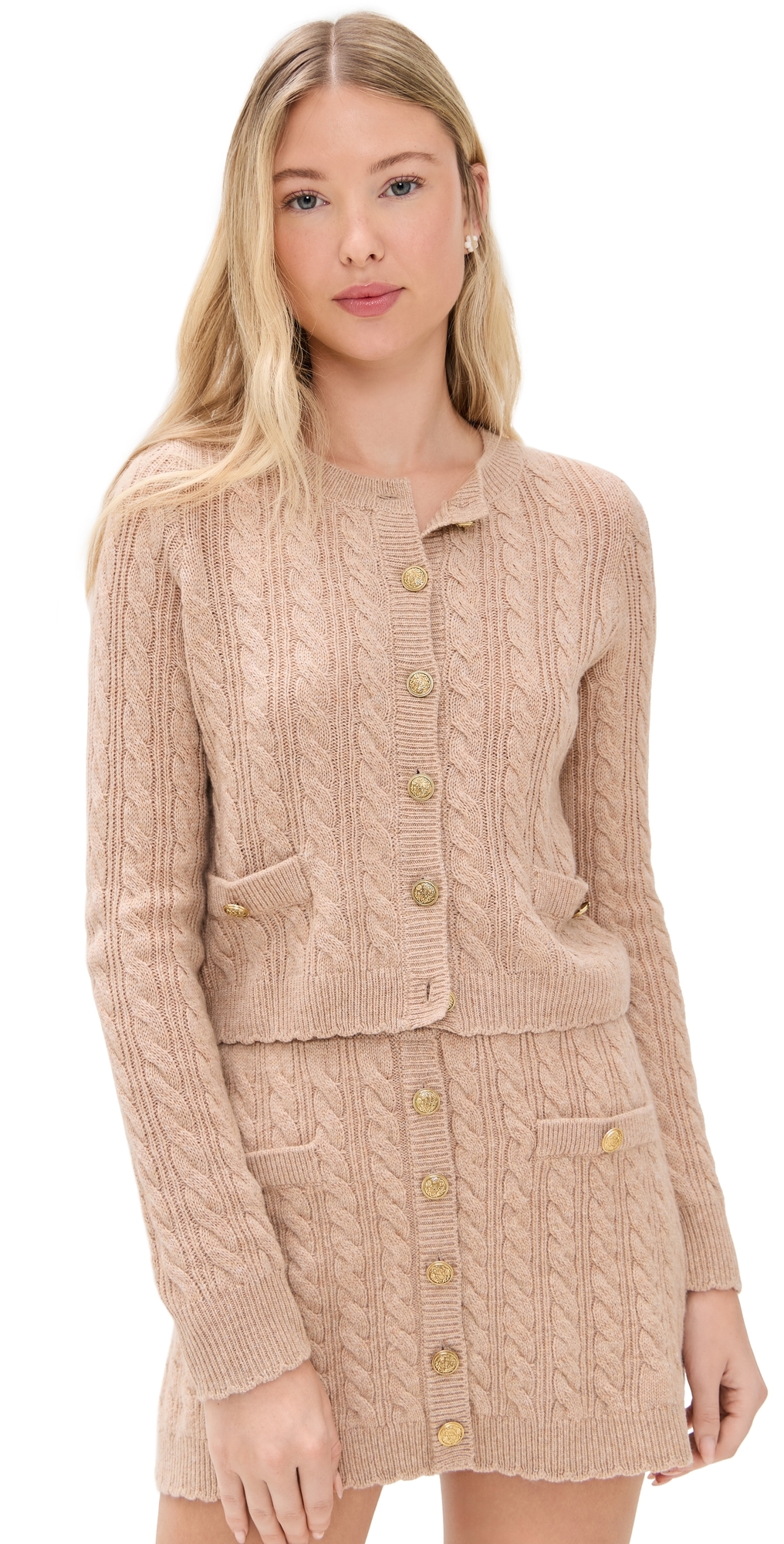 Loveshackfancy Eugenie Cardigan Camel Melange In Neutral