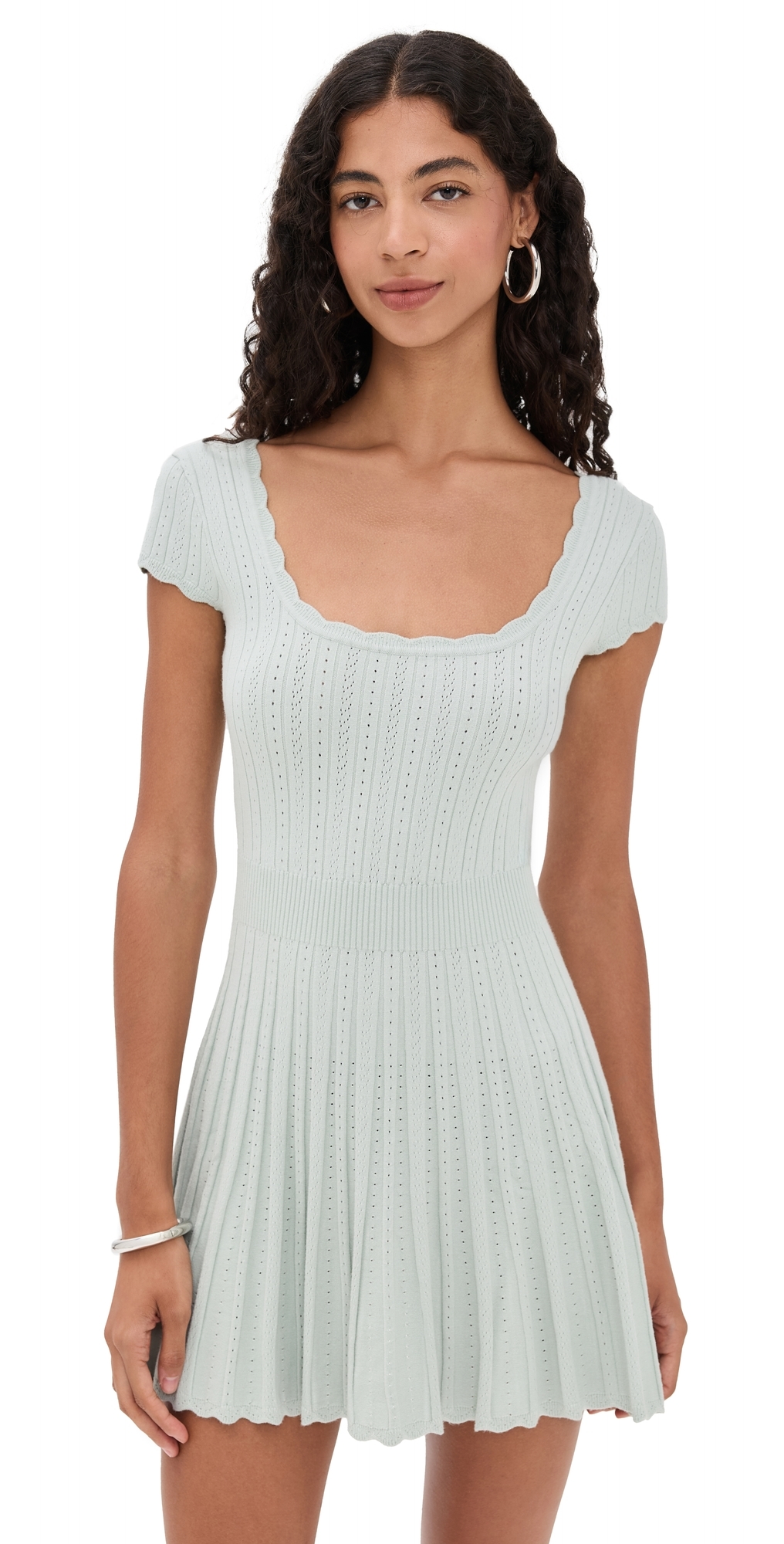 Loveshackfancy Evaluna Dress Eau De Nil In Gray