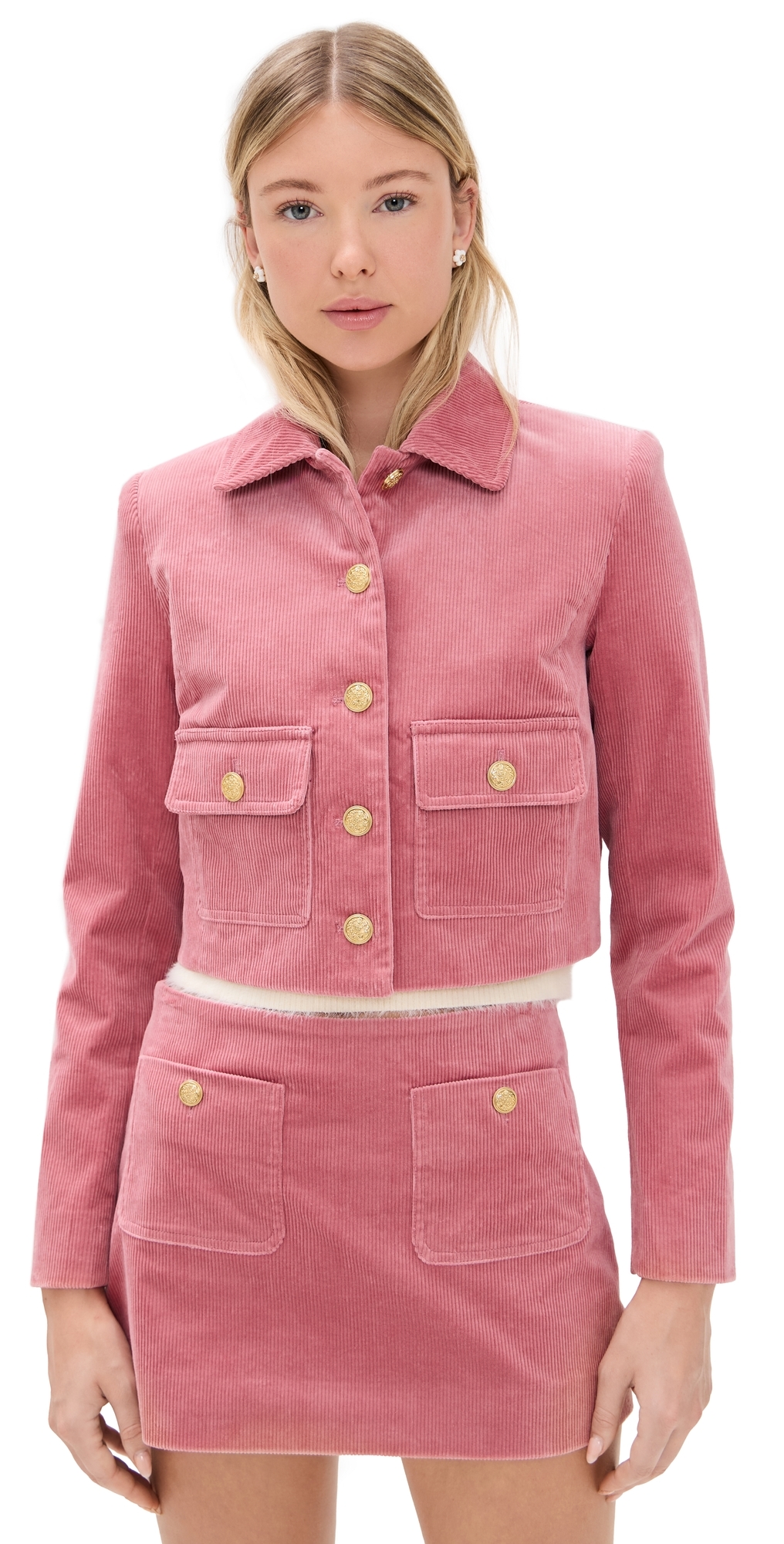 Loveshackfancy Aylin Corduroy Crop Jacket In Pink