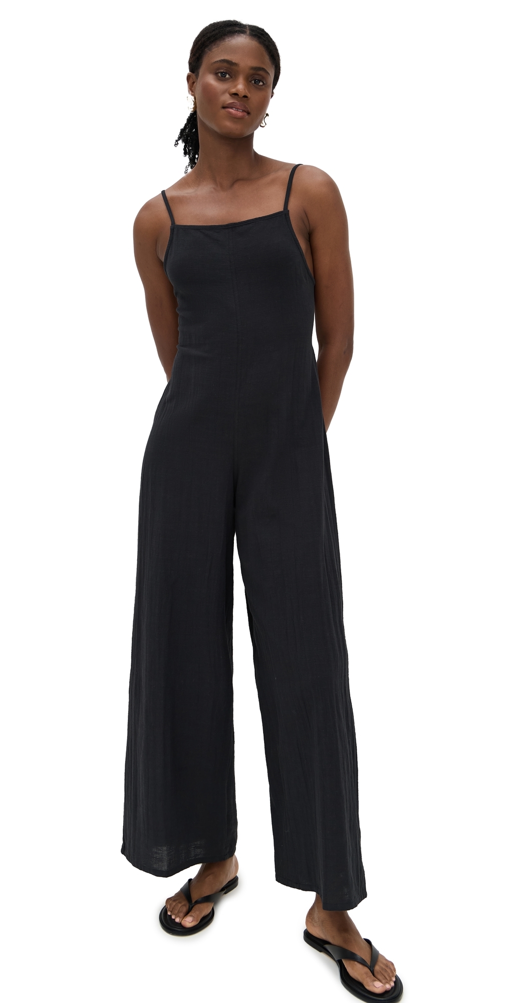 L*space Lspace Jaida Open Back Cotton Cover-up Jumpsuit In Black