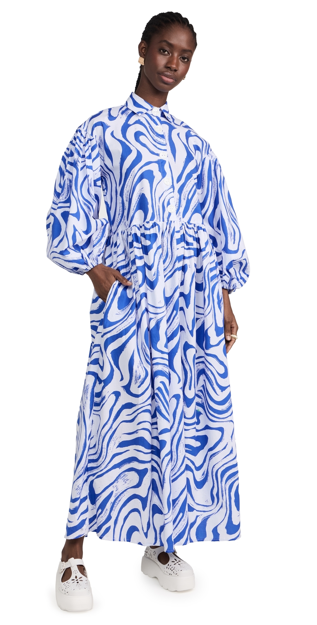 Ale Dress Zebra Dunas Blue Maxi XS