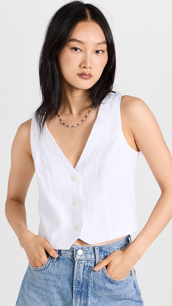 Madewell Linen Katrina Crop Vest Top | Shopbop