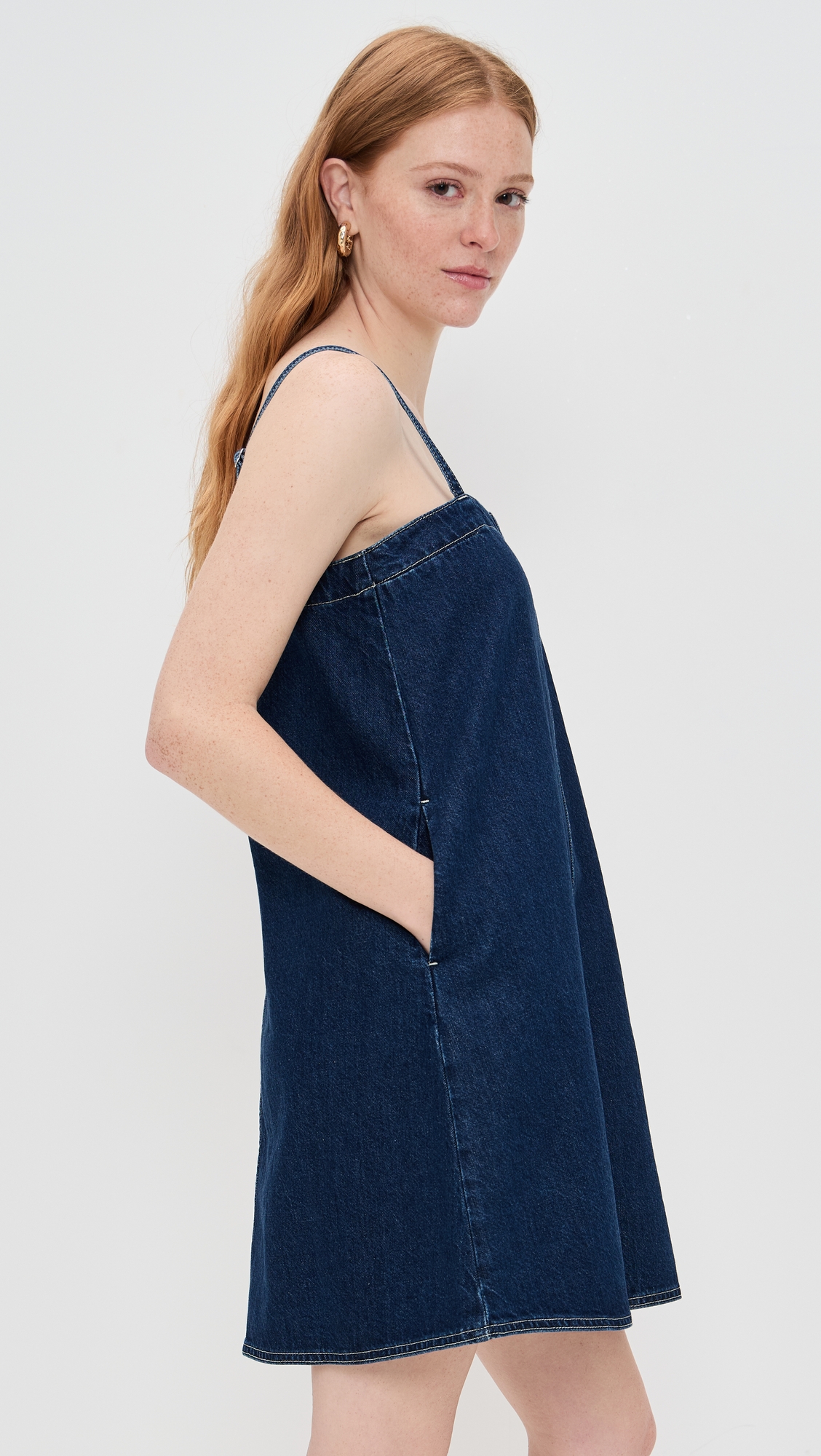 Madewell Strappy Aline Mini Dress In Bright Rinse Wash thumbnail