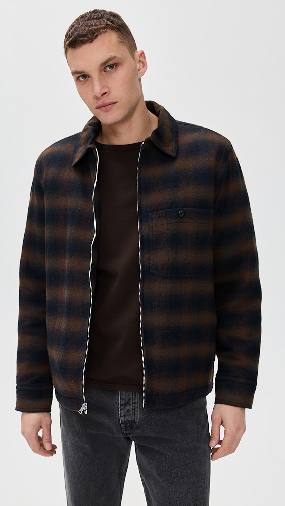 【新品未使用】Wool100% Check Jacket 36 Brushed-Wool-Check-Jacket-DARK