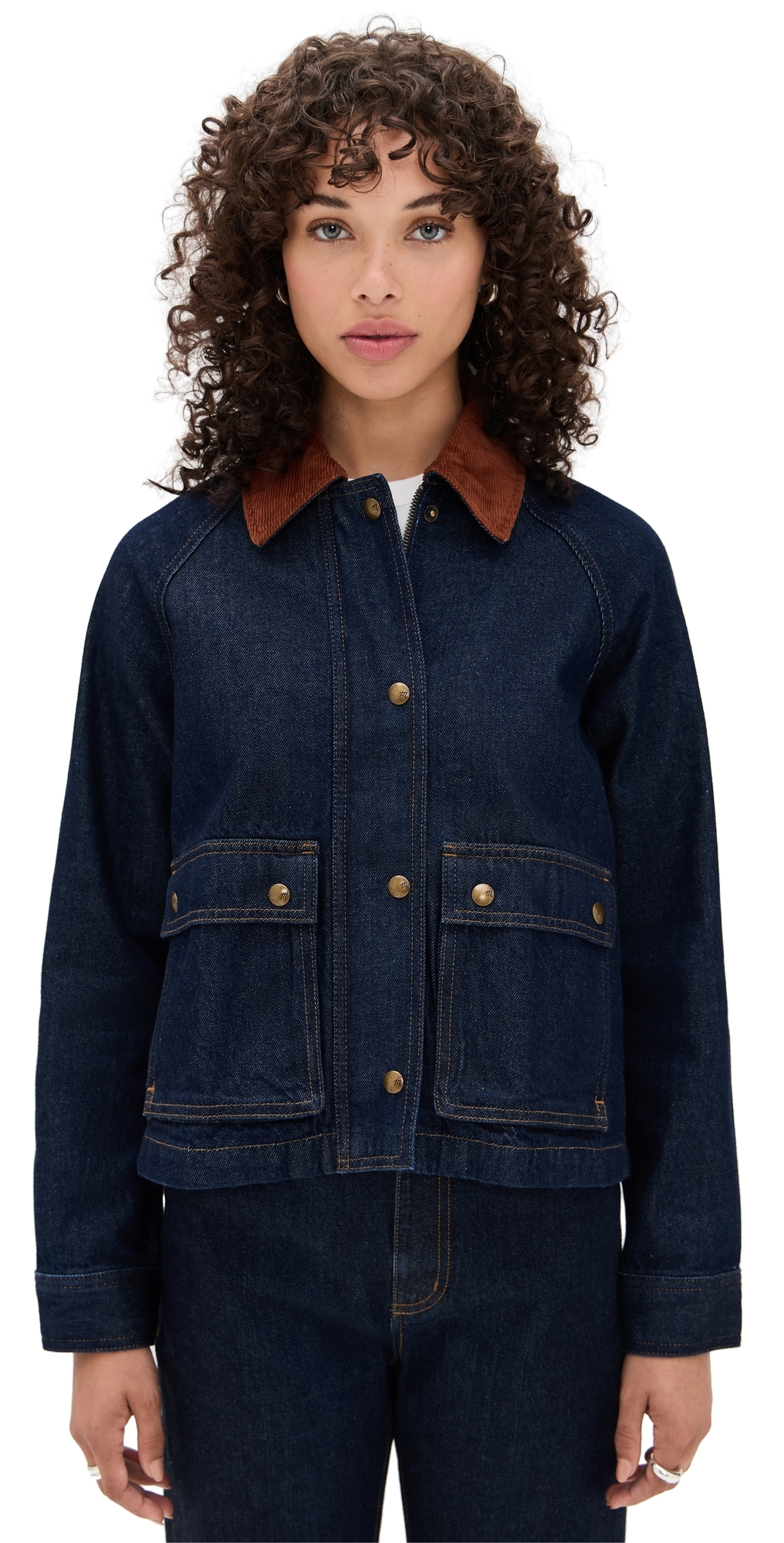 Madewell Corduroy Collar Denim Barn Jacket In Blue