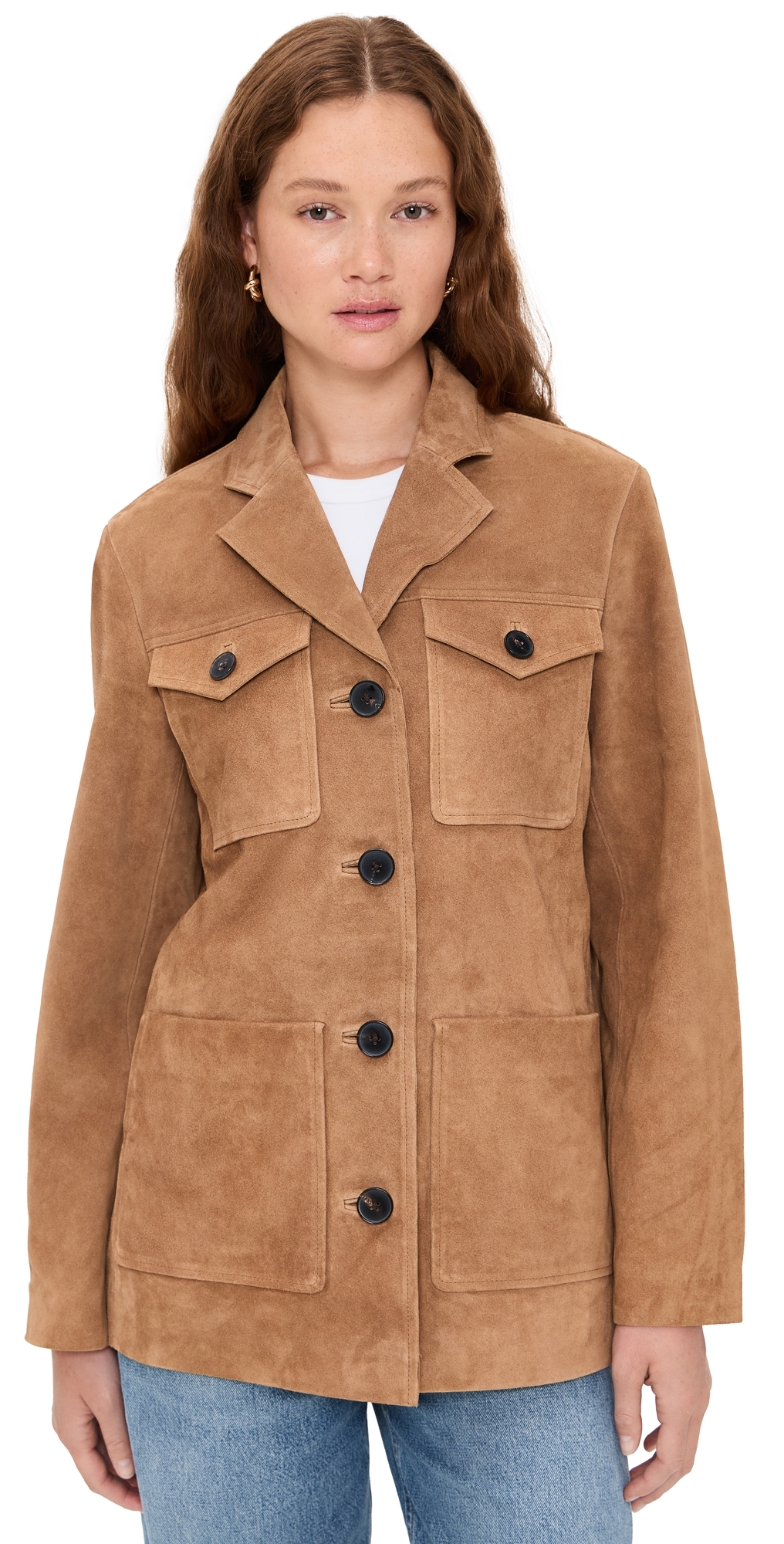 Madewell Long Chore Blazer In Suede Aged Cognac In Brown