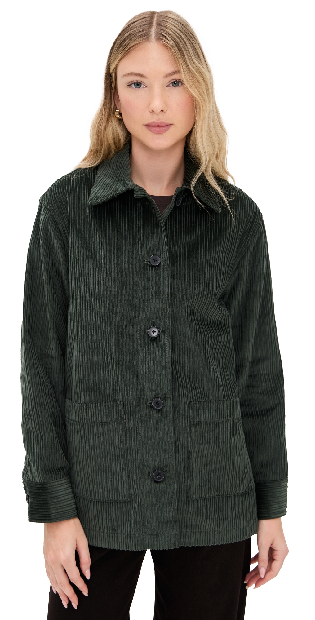 Madewell Corduroy Chore Jacket Graphite Green In Black