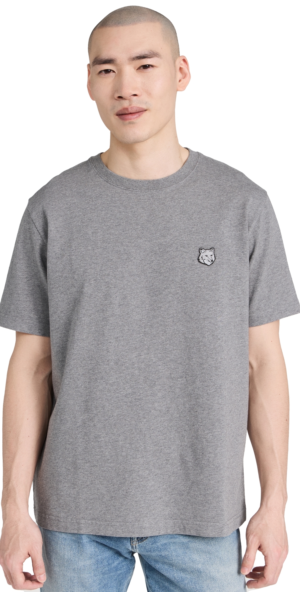 Maison Kitsuné Gray Bold Fox Head Patch Comfort T-shirt In Medium Grey Melange