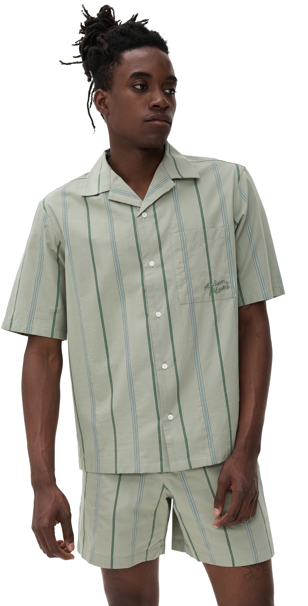Maison Kitsuné Striped Short Sleeved Resort Shirt