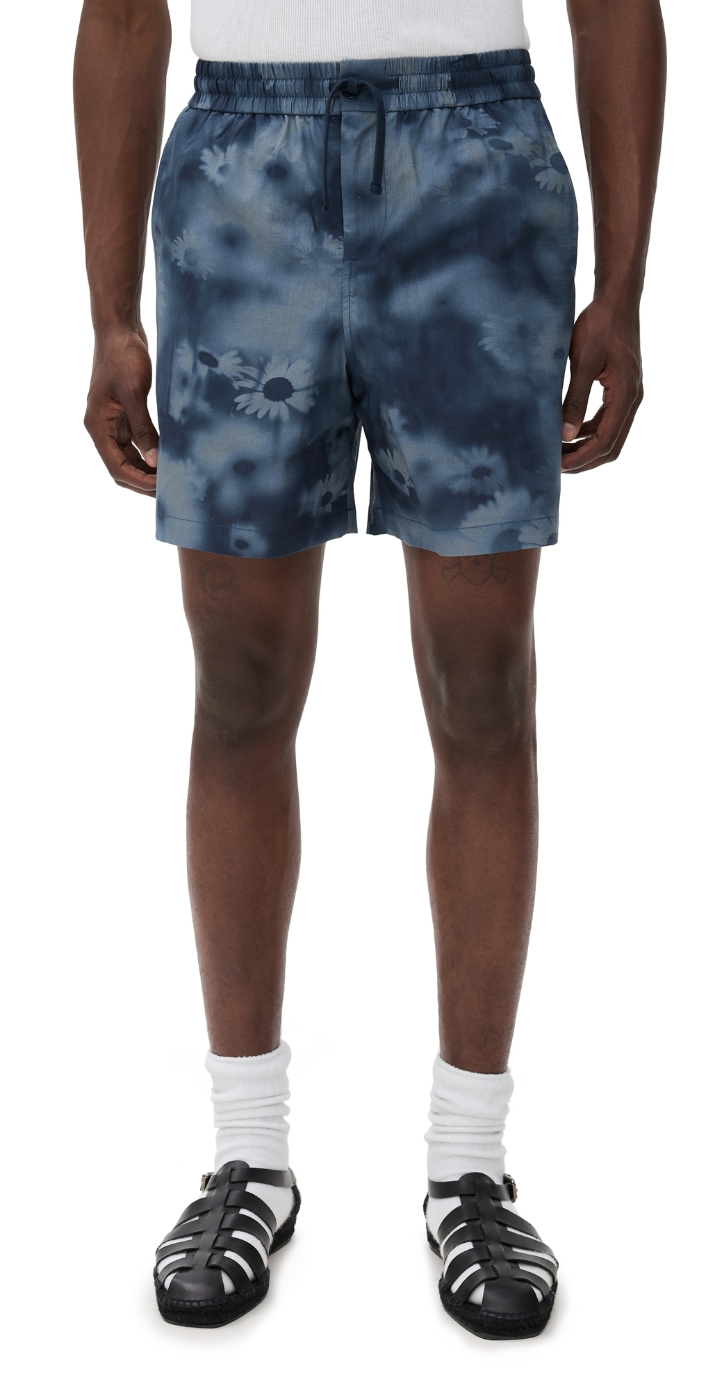 Maison Kitsuné Elasticated Shorts Juniper Berry Print In Blue