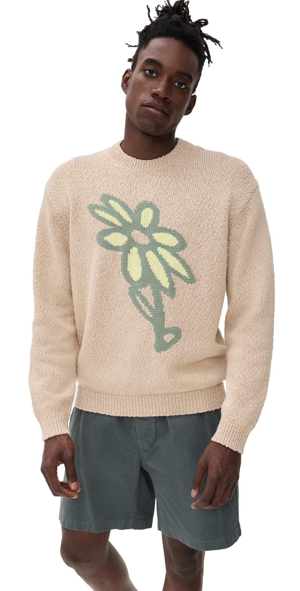 Maison Kitsuné Abstract Daisy Intarsia Sweater Dune In Neutral