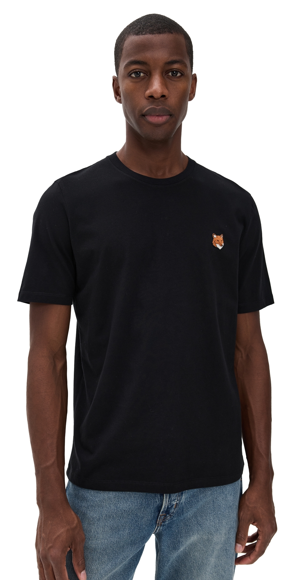 Maison Kitsuné Black Regular T-shirt With Logo Patch In Black
