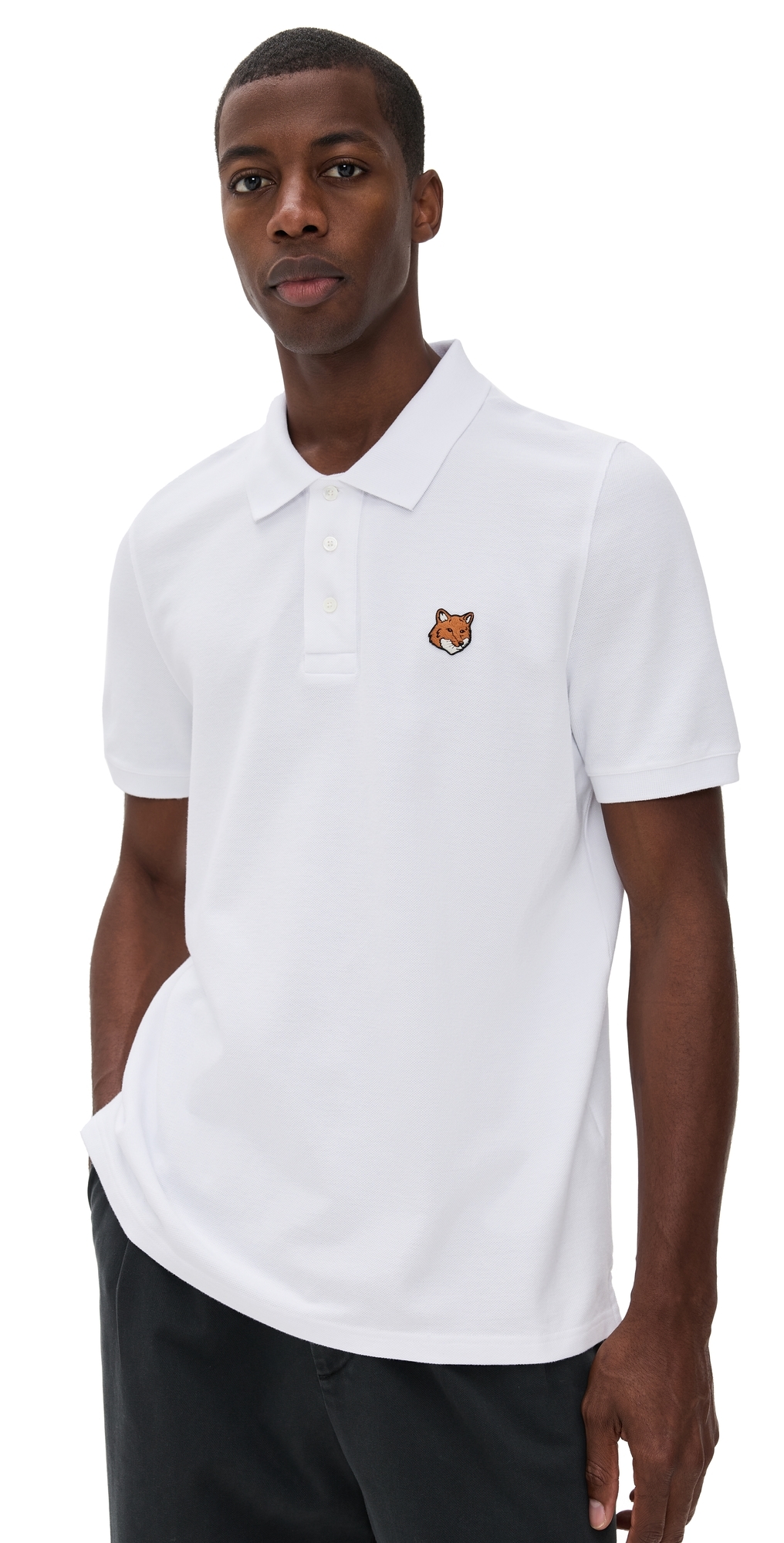 Maison Kitsuné Short-sleeved Polo Shirt In White