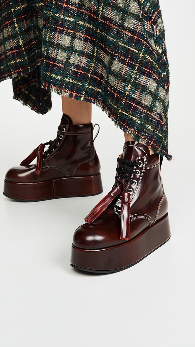 other stories tassel lace up boots