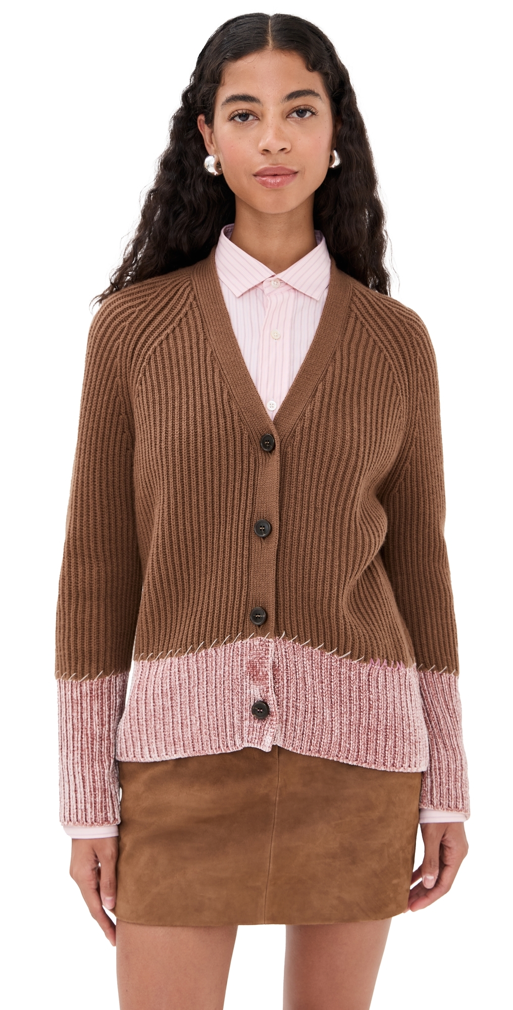 Marni Long Sleeve Merino Wool V-neck Cardigan In Burgundy