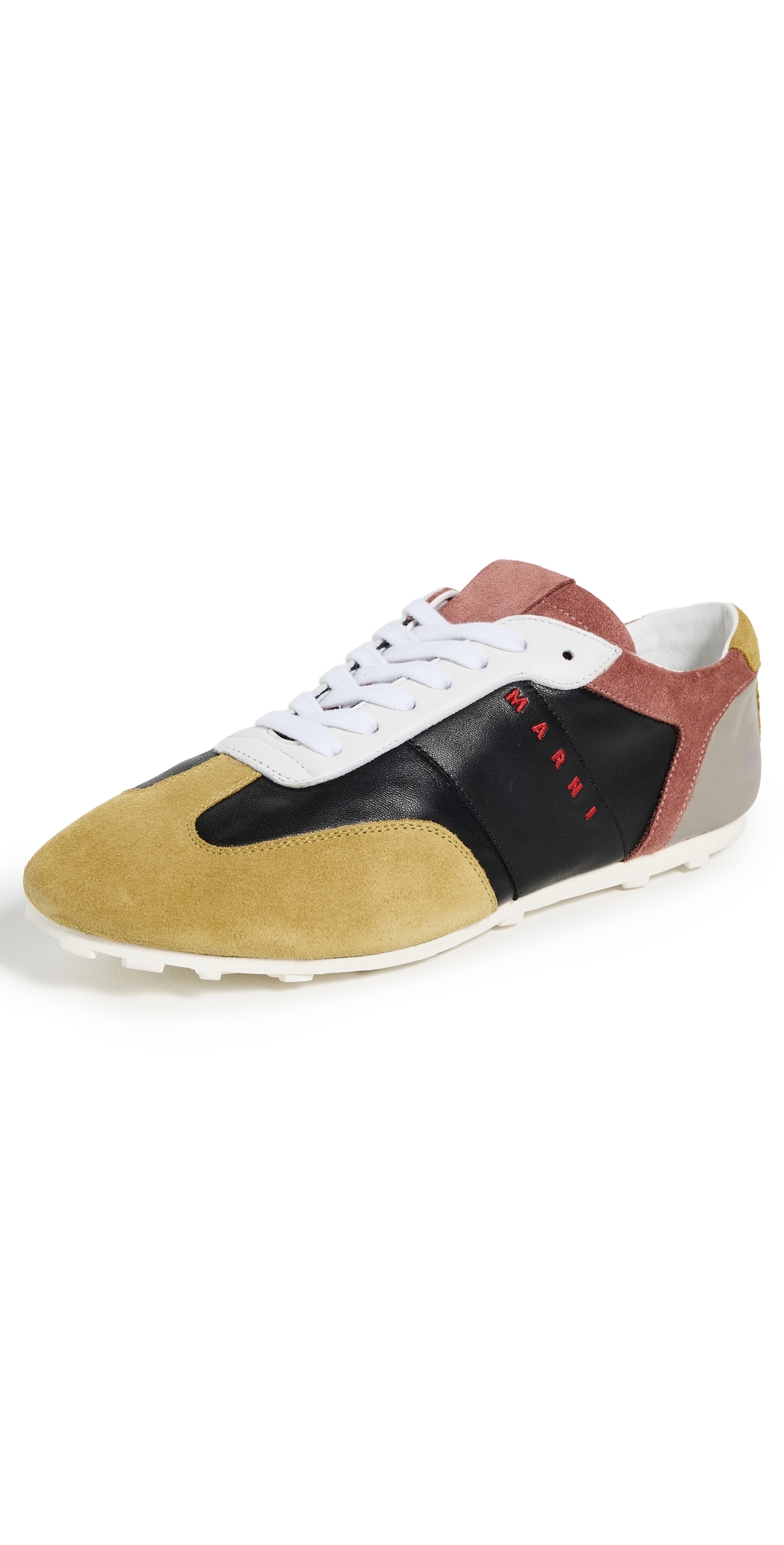 Marni Black Leather And Suede Sneakers In Multi