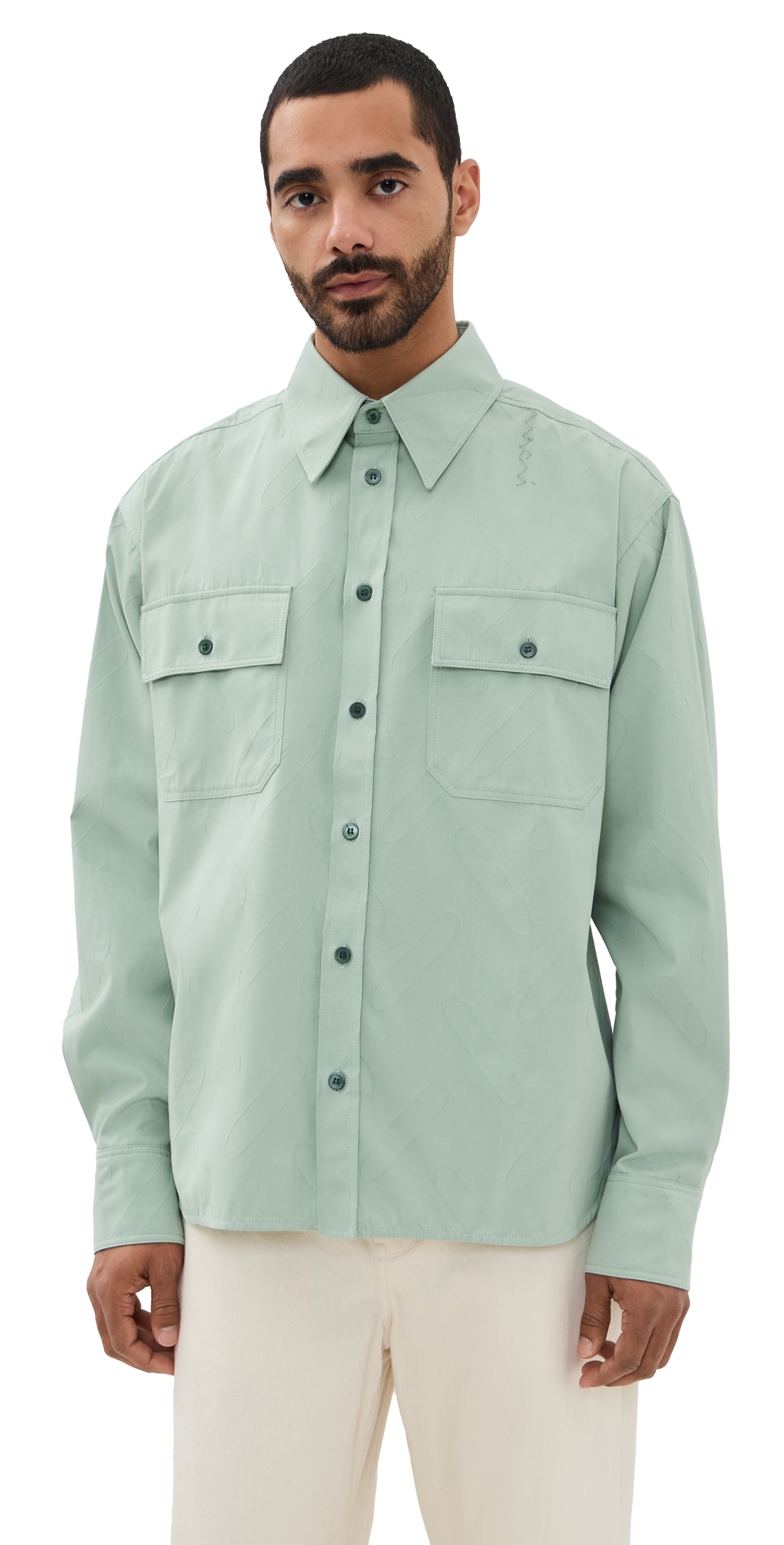 Marni Confetti Jacquard Utility Shirt Linden In Linden