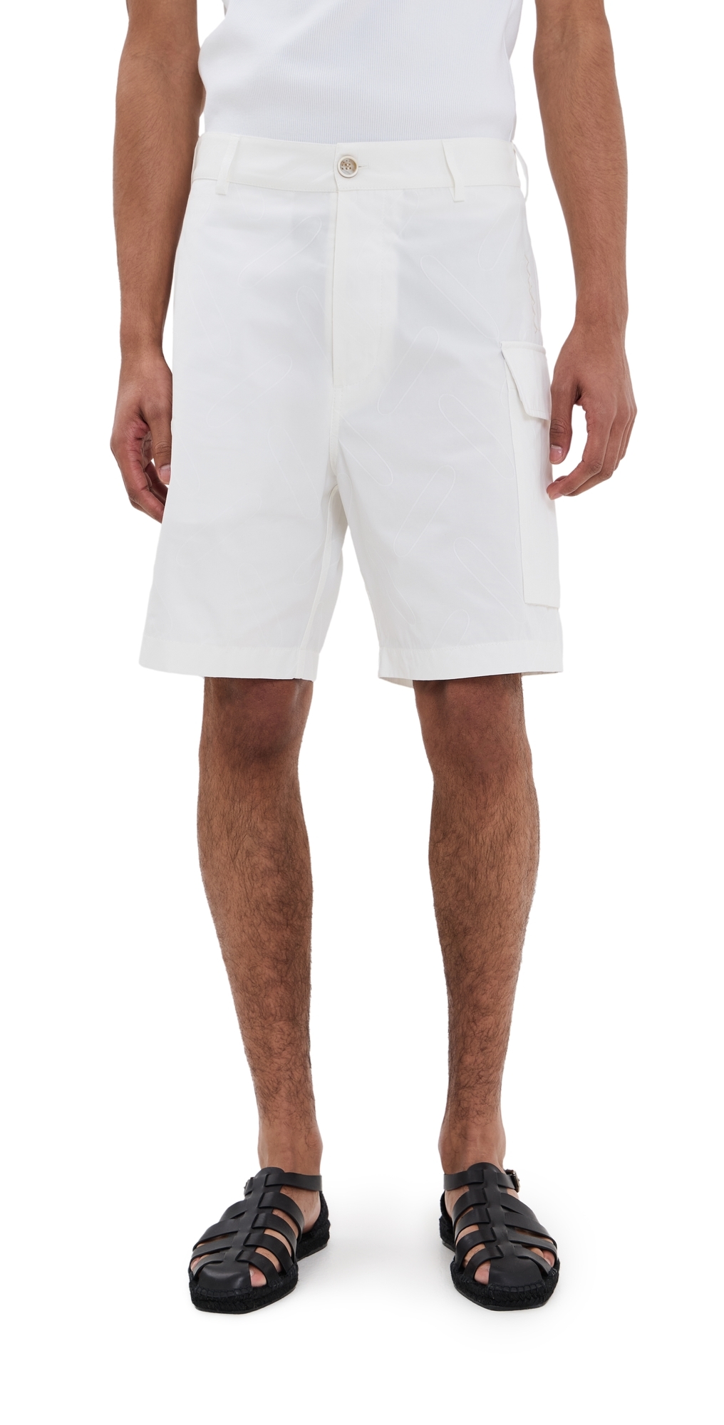 Marni Confetti Cotton Jacquard Cargo Shorts 7 Natural White In Natural White