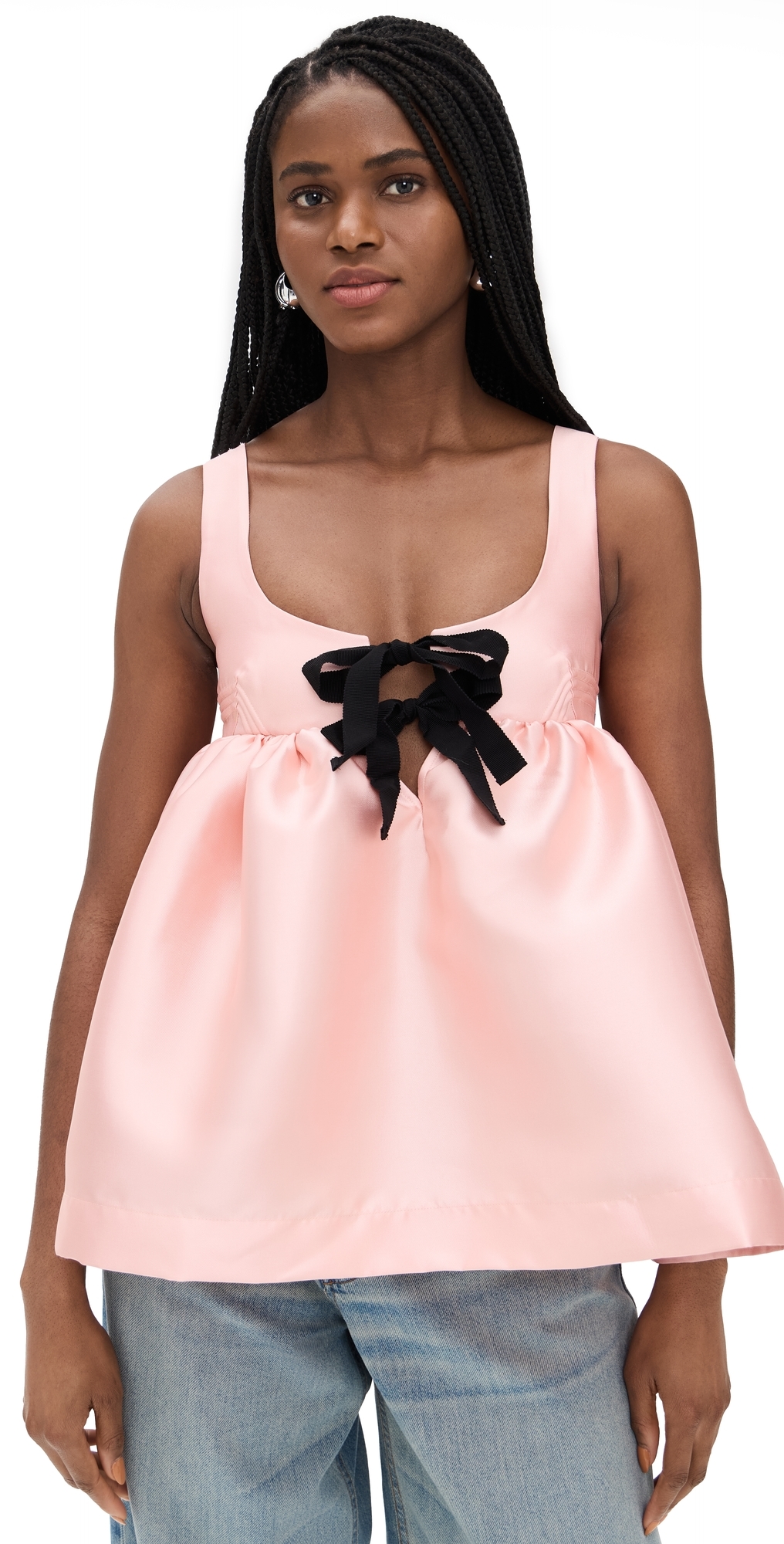 Marques' Almeida Mikado Baby Doll Top With Bow Ties Pink In Pink