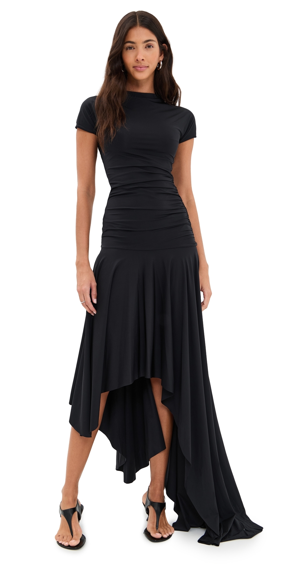 Maygel Coronel Cardozo Ruched Asymmetric Stretch-jersey Dress In Black
