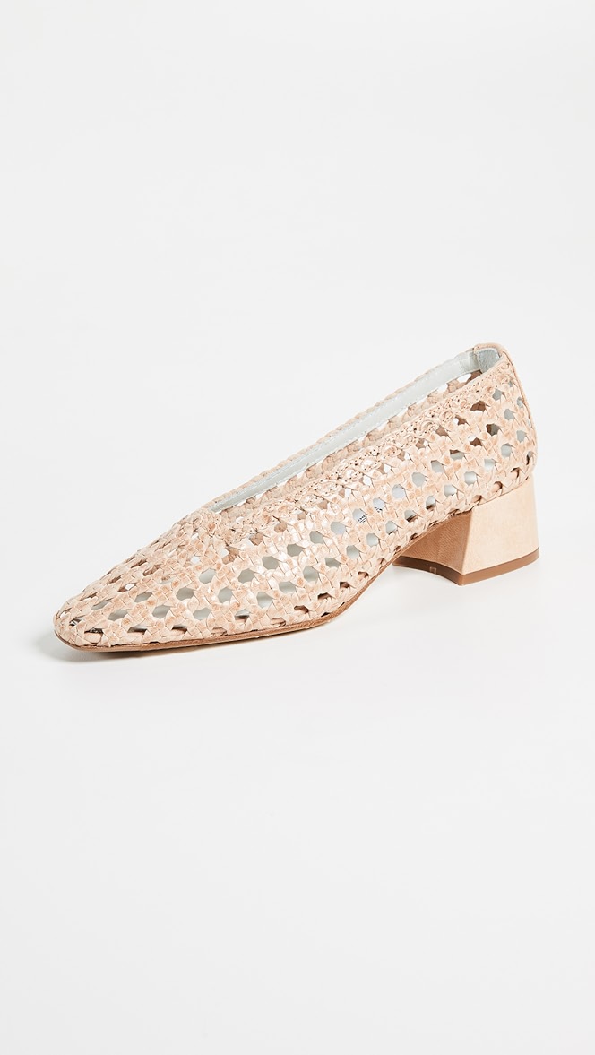 pink block heel pumps