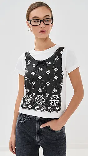 Marc Jacobs Trompe L'Oeil Eyelet Slim Tee