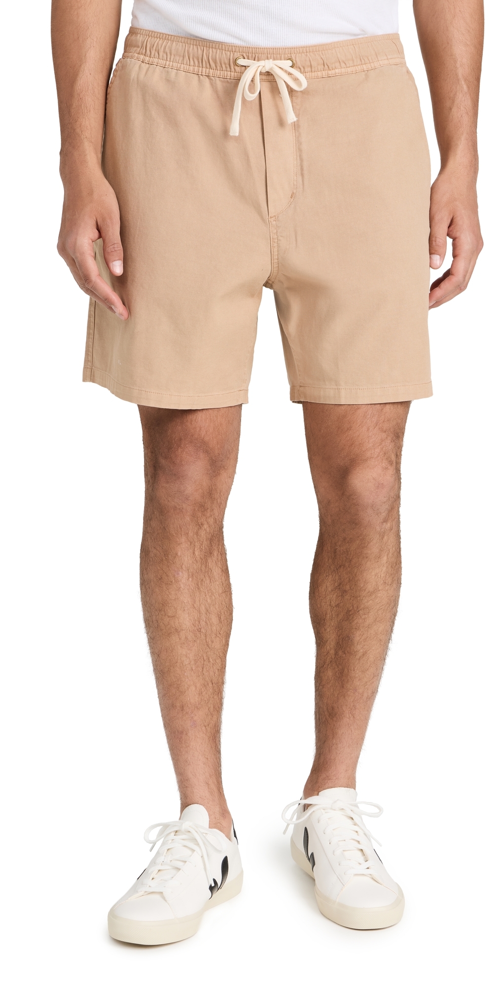 Marine Layer Saturday Elastic Waist Canvas Shorts In Khaki