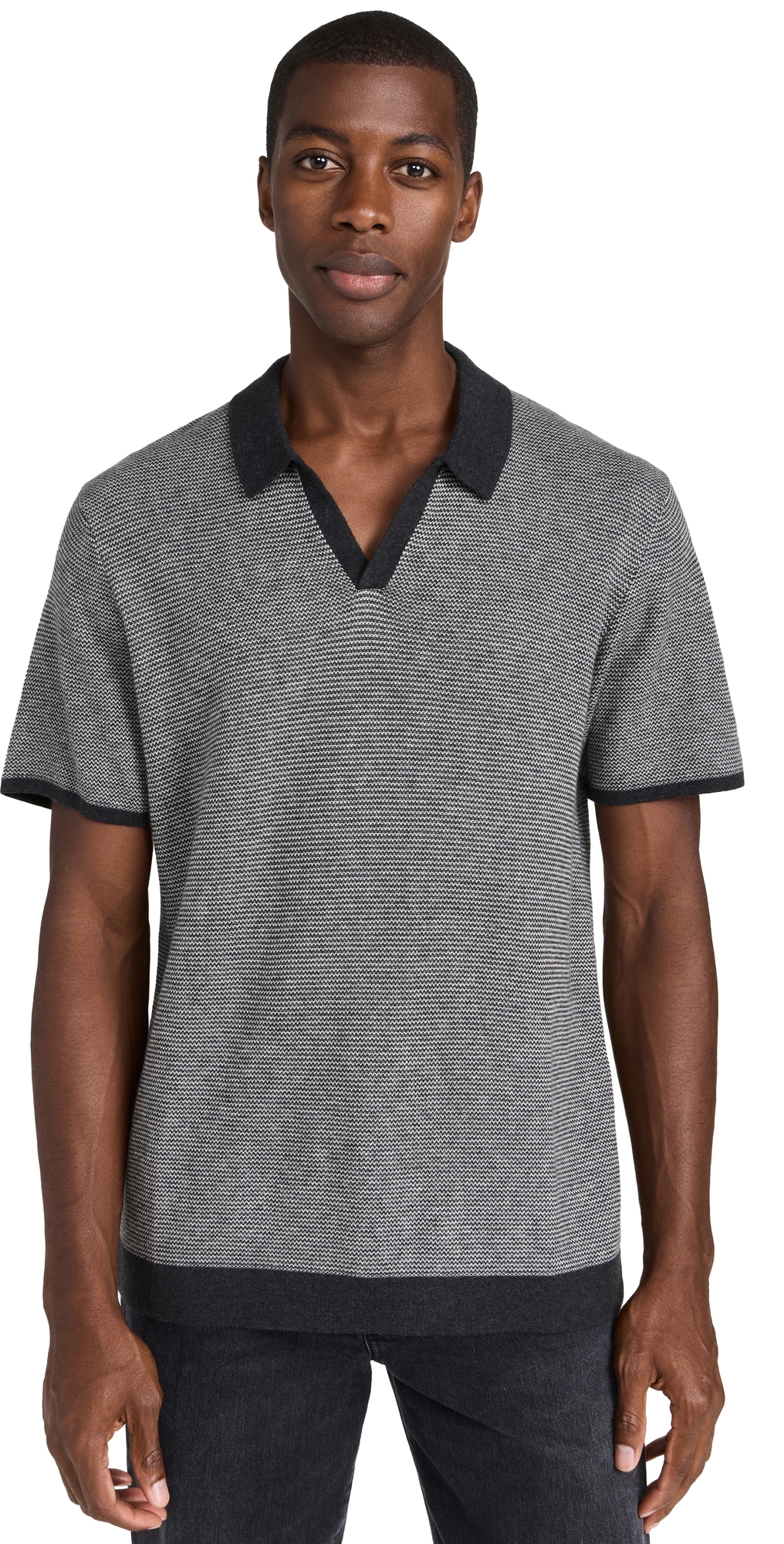 Marine Layer Liam Sweater Polo Charcoal In Charcoal