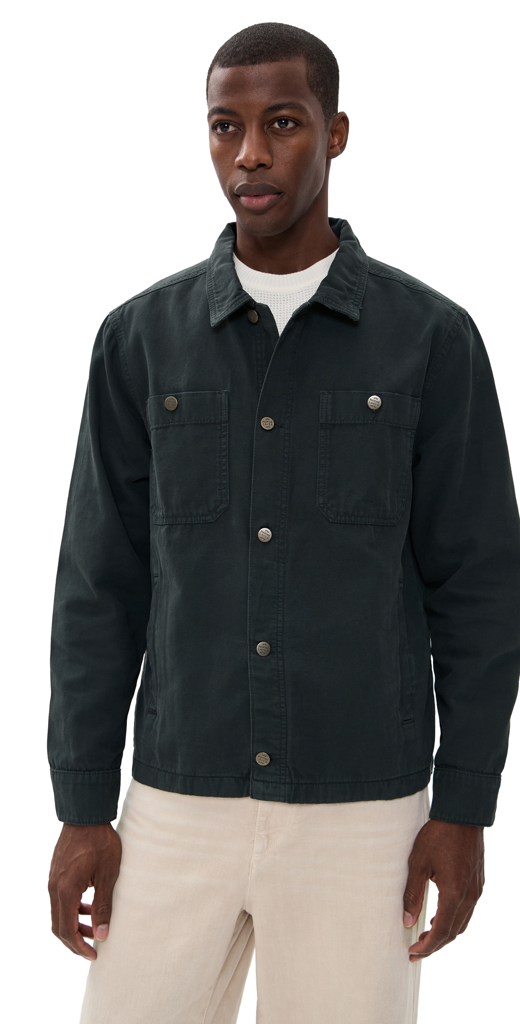 Marine Layer Patrick Canvas Overshirt Faded Black In Black
