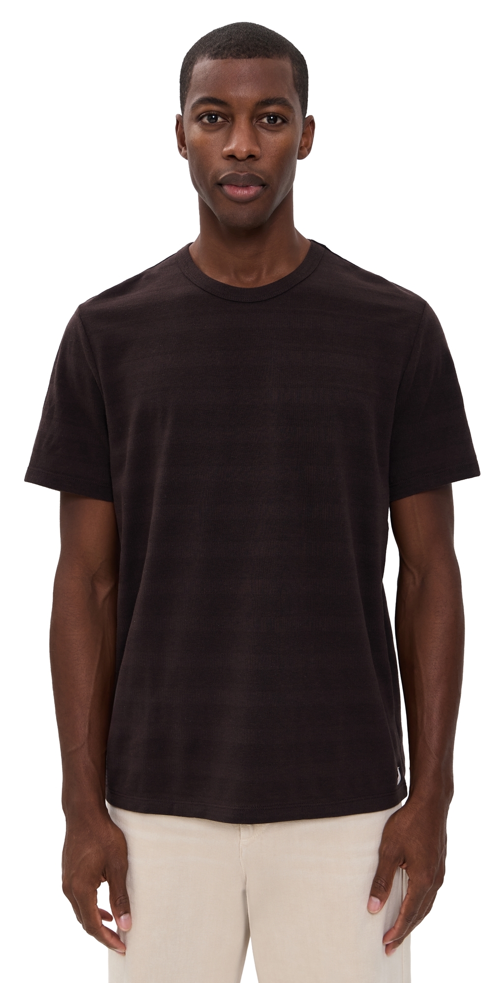 Marine Layer Signature Jacquard Crew Tee Chocolate Torte In Black
