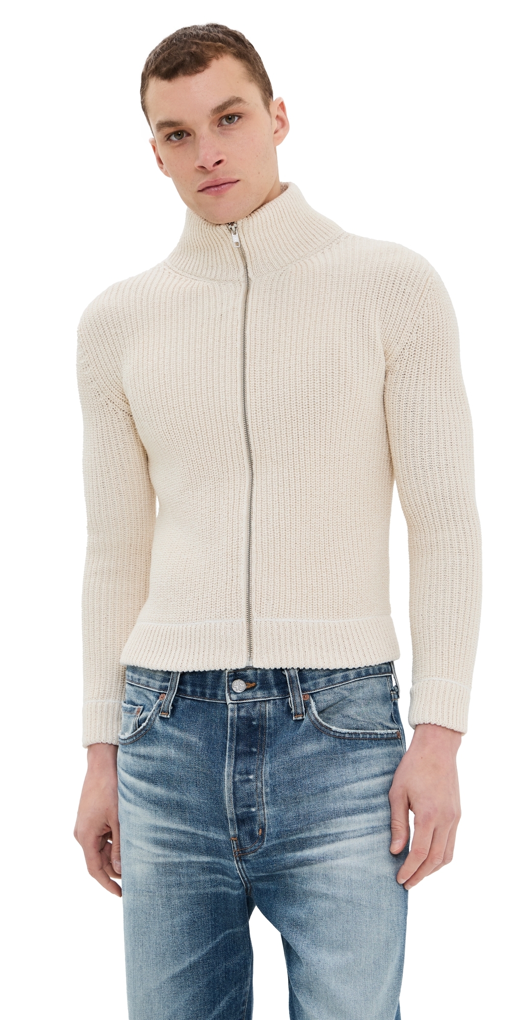 Mm6 Maison Margiela Full Zip Sweater Cream In Neutral